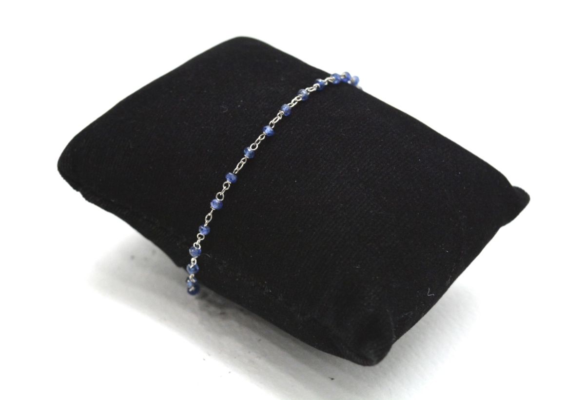 14k Solid yellow Gold Necklace Studded With Sapphire Stone, 1.50 MM