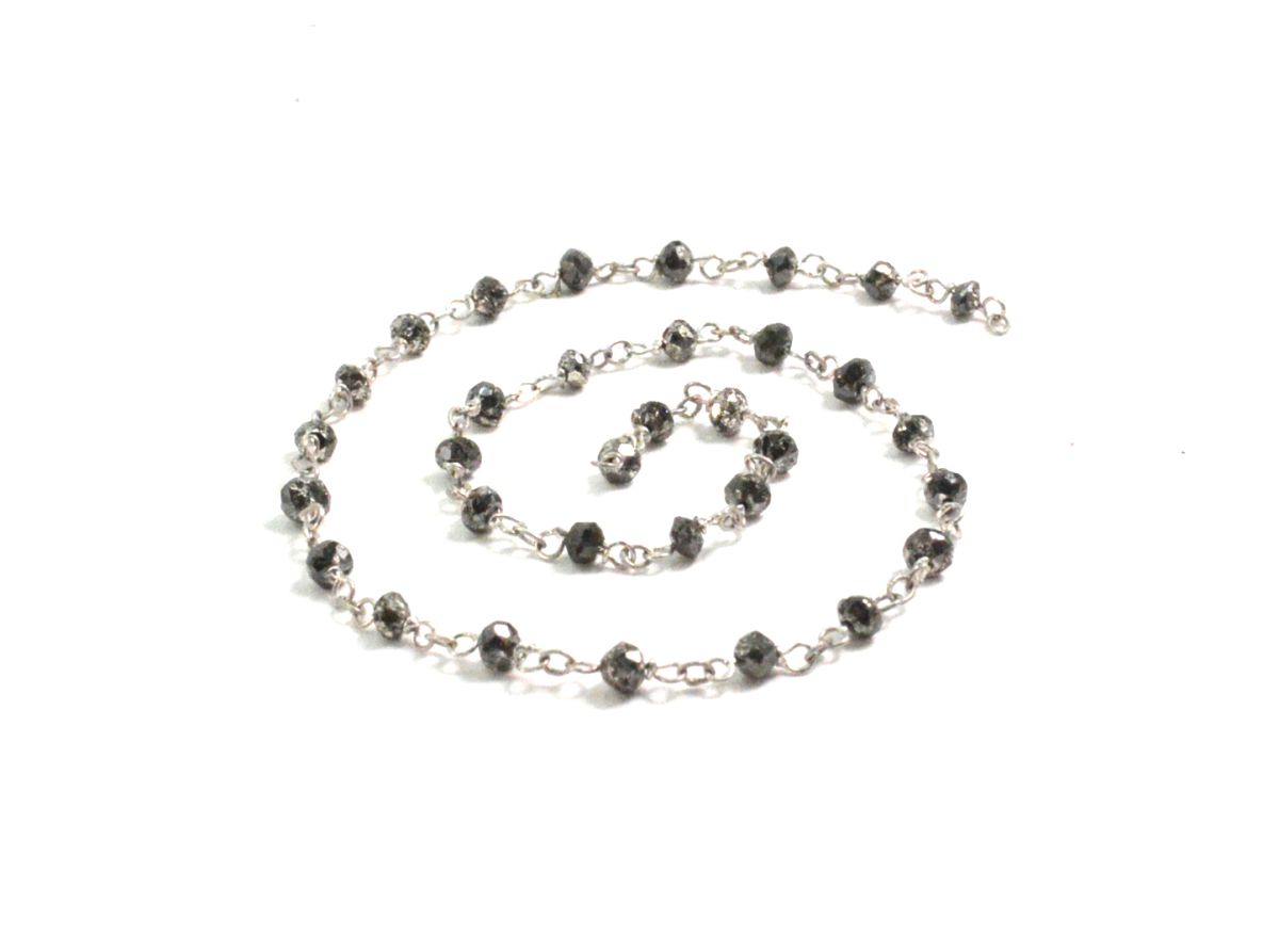 14K Solid Yellow Gold Gorgeous Wire Wrapped Necklace with AAA Quality Natural Black Spinel Stones. Roundel -2.00mm, Sold by 1 Pc