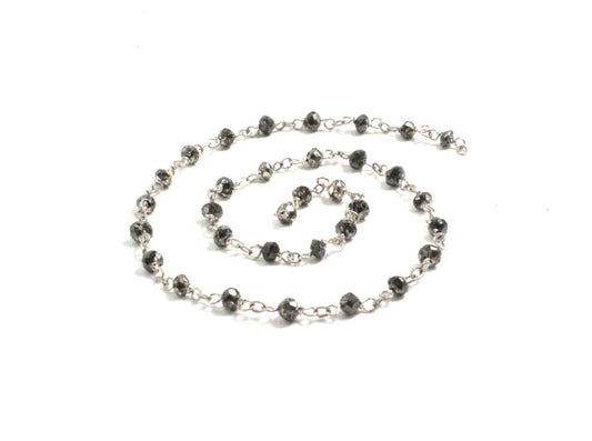 14K Solid Yellow Gold Gorgeous Wire Wrapped Necklace with AAA Quality Natural Black Spinel Stones. Roundel -2.00mm, Sold by 1 Pc