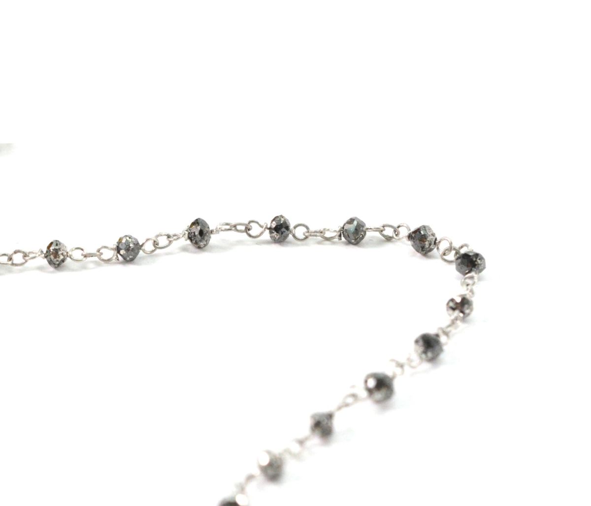 14K Solid Yellow Gold Gorgeous Wire Wrapped Necklace with AAA Quality Natural Black Spinel Stones. Roundel -2.00mm, Sold by 1 Pc