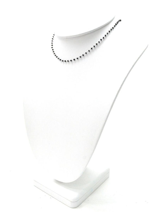 14K Solid Yellow Gold Gorgeous Wire Wrapped Necklace with AAA Quality Natural Black Spinel Stones. Roundel -2.00mm, Sold by 1 Pc, SGGRC-232.