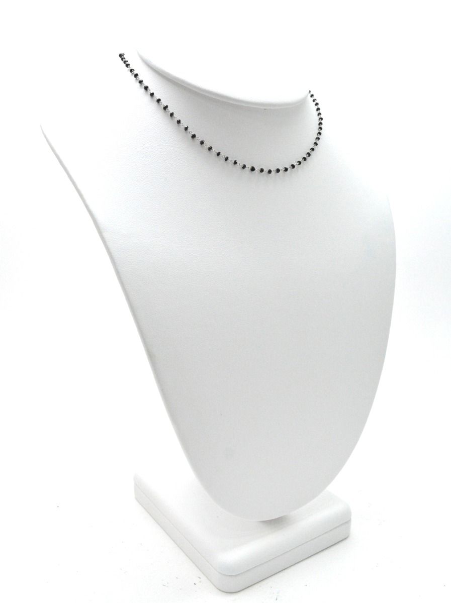 14K Solid Yellow Gold Gorgeous Wire Wrapped Necklace with AAA Quality Natural Black Spinel Stones. Roundel -2.00mm, Sold by 1 Pc, SGGRC-232.