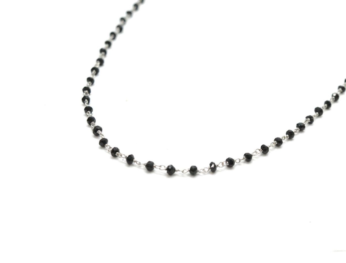 14K Solid Yellow Gold Gorgeous Wire Wrapped Necklace with AAA Quality Natural Black Spinel Stones. Roundel -2.00mm, Sold by 1 Pc, SGGRC-232.