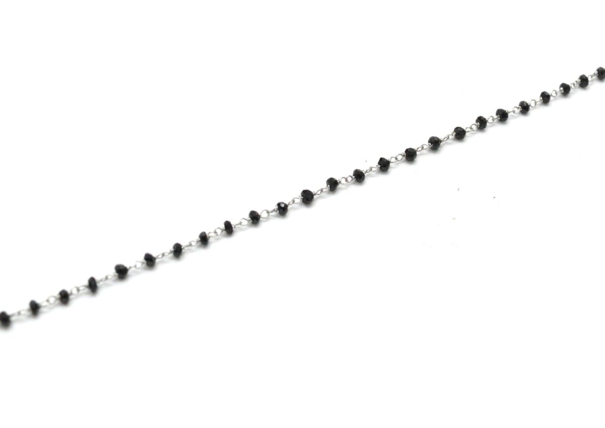 14K Solid Yellow Gold Gorgeous Wire Wrapped Necklace with AAA Quality Natural Black Spinel Stones. Roundel -2.00mm, Sold by 1 Pc, SGGRC-232.