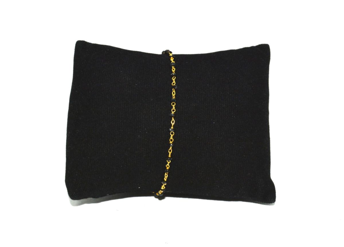 14K Solid Yellow Gold Begulling Wire Wrapped Necklace with AAA Quality Natural Black Spinel Stones. Roundel- 2.00mm, Sold by 1 Pc, SGGRC-233.