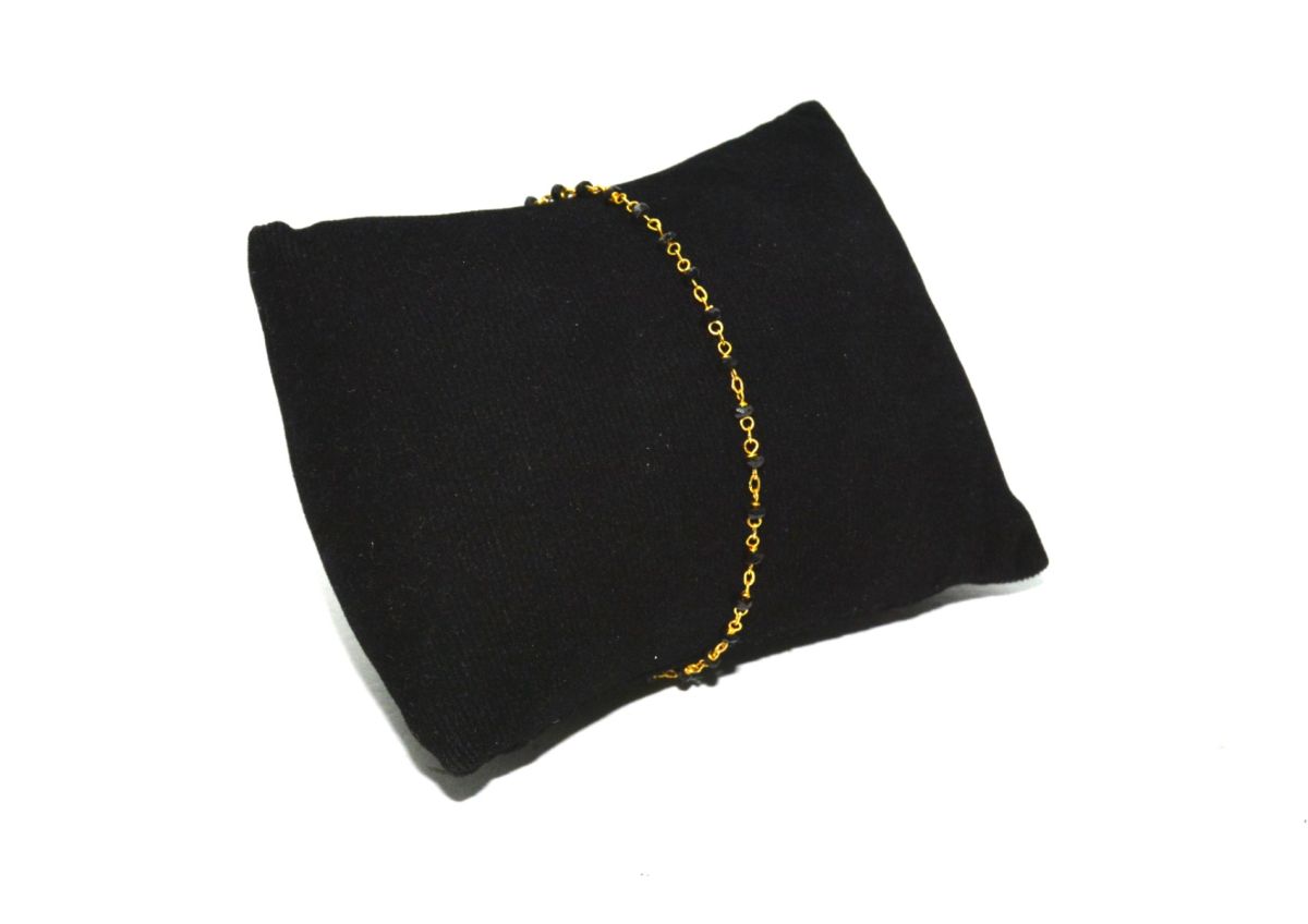 14K Solid Yellow Gold Begulling Wire Wrapped Necklace with AAA Quality Natural Black Spinel Stones. Roundel- 2.00mm, Sold by 1 Pc