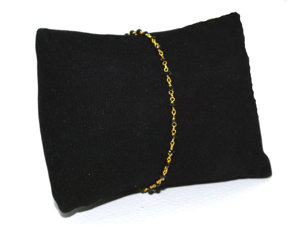 14K Solid Yellow Gold Begulling Wire Wrapped Necklace with AAA Quality Natural Black Spinel Stones. Roundel- 2.00mm, Sold by 1 Pc, SGGRC-233.