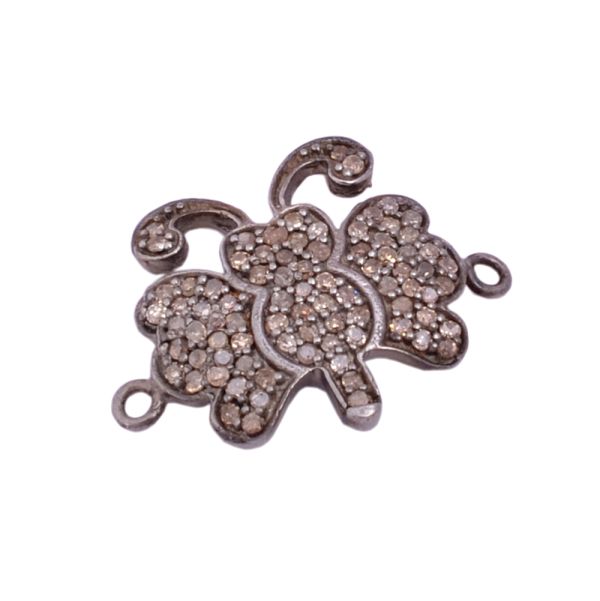 925 Sterling Silver Pave Diamond Connector in Butterfly Shape - 16X21 mm 