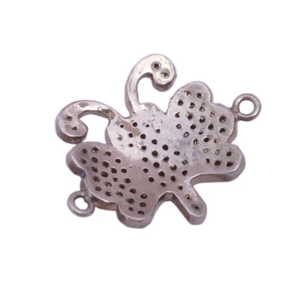 925 Sterling Silver Pave Diamond Connector in Butterfly Shape - 16X21 mm 