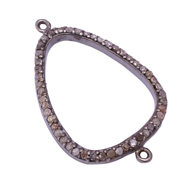 925 Sterling Silver Pave Diamond Connector In Rectangle Shape -30.00x18.00 mm, F-115