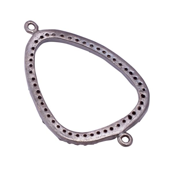 925 Sterling Silver Pave Diamond Connector In Rectangle Shape -30.00x18.00 mm, F-115