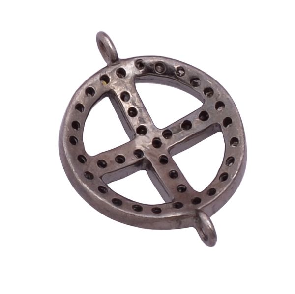 925 Sterling Silver Pave Diamond Connector in Cross Shape - 20X24 MM, F-62