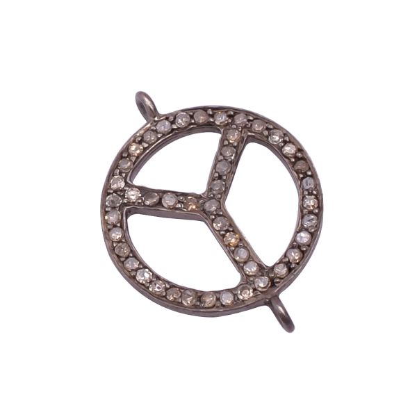 925 Sterling Silver Pave Diamond Connector in Black Rhodium Plating, F-64