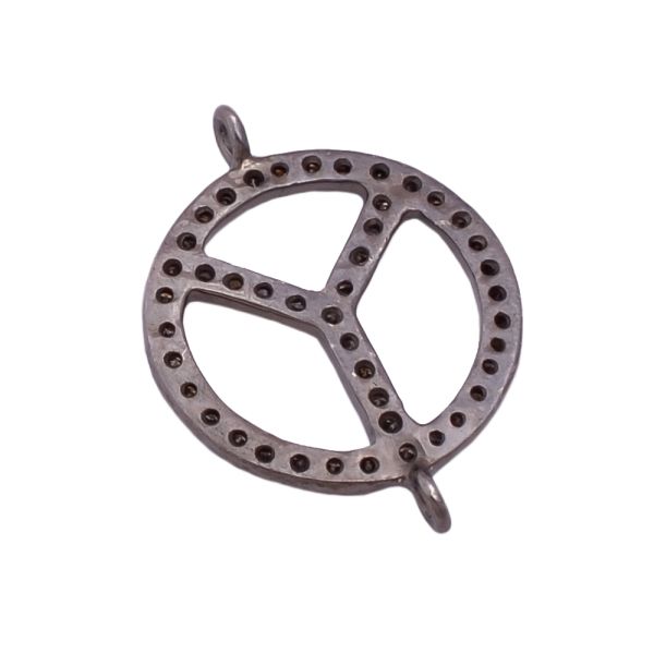 925 Sterling Silver Pave Diamond Connector in Black Rhodium Plating, F-64