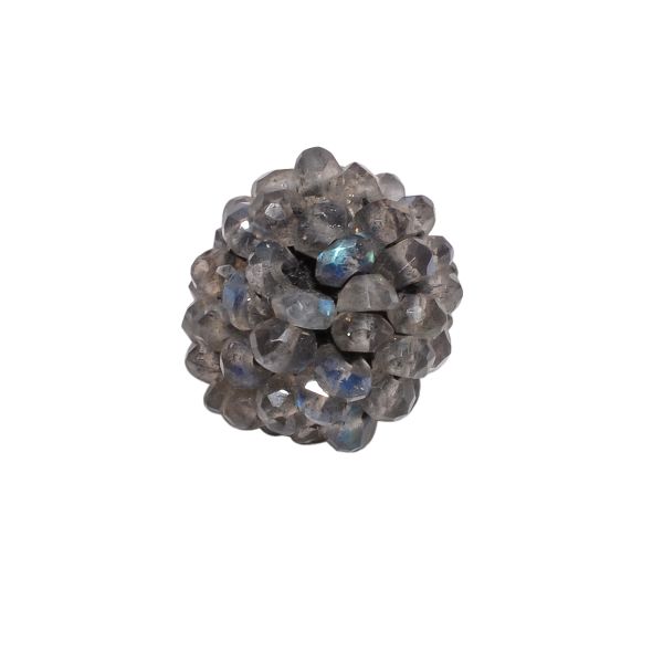 Labradorite Plain and Stone Beaded Beads in 13x15mm Round Shape