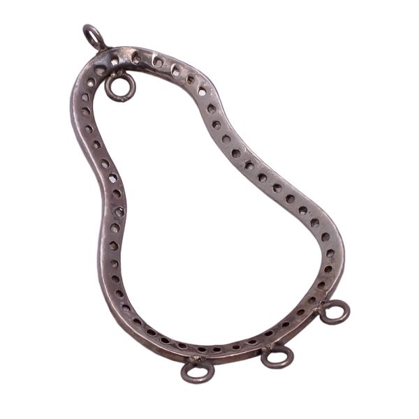 925 Sterling Silver Pave Diamond Beads With Black Rhodium Plating, 37X21 MM - F-85 