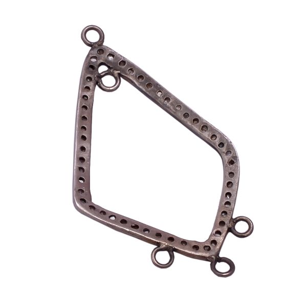 925 Sterling Silver Pave Diamond Beads in Fancy Shape - 38X21 MM - F-86 