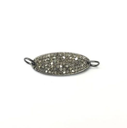 925 Sterling Silver Pave Diamond Connector, Marquise Fancy Shape-24.50x10.00mm, Black Rhodium Plating. Sold By 1 Pcs, F-2184