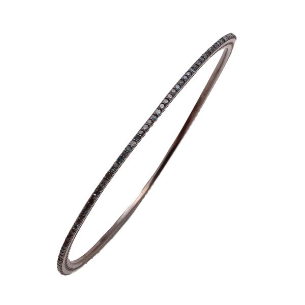  925 Sterling Silver Diamond Bangle - Rose Cut Diamond, Diamond, And Kyanite, J-1208