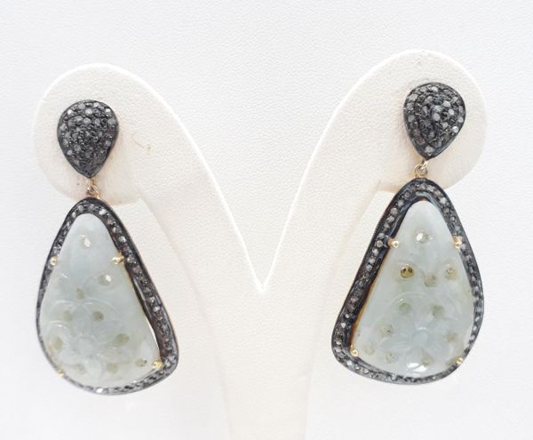Beautiful 925 Sterling Silver Diamond Earring With Black Rhodium Plating -J-1365