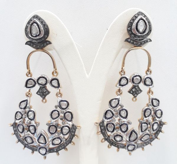 Sparkling 925 Sterling Silver Diamond Earring In Black Rhodium Plating - J-1498