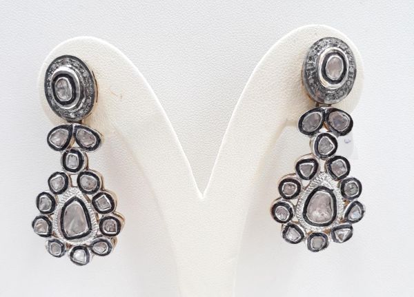 Lovely 925 Sterling Silver Diamond Earring With Ruby Stone In Gold Plating -  J-1654