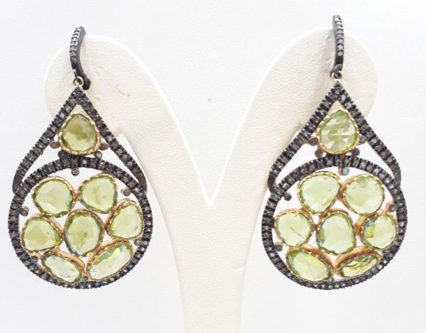925 Sterling Silver Black Rhodium Plating  Diamond Earring - J-1738