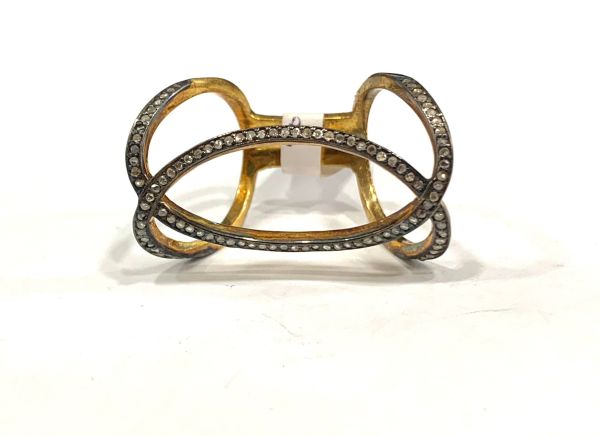 Victorian Jewelry, Silver Diamond Ring With Rose Cut Diamond In 925 Sterling Silver Gold, Black Rhodium Plating. J-1975