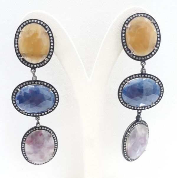  925 Sterling Silver Diamond Earring   - J-2039