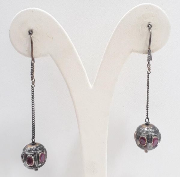  925 Sterling Silver Diamond Earring In Black Rhodium Plating -  J-2121
