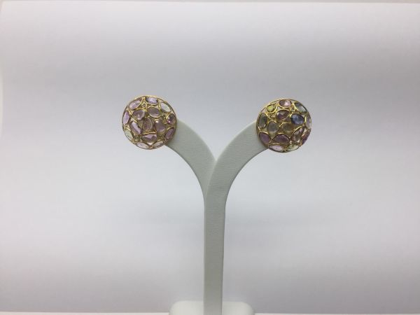  925 Sterling Silver Diamond Earring With Natural Multi sapphire Stone -  J-2122