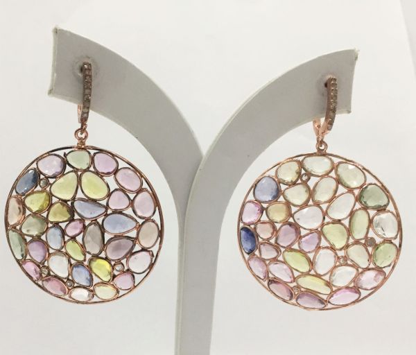  925 Sterling Silver Diamond Earring With Rose Cut Diamonds -  J-2136