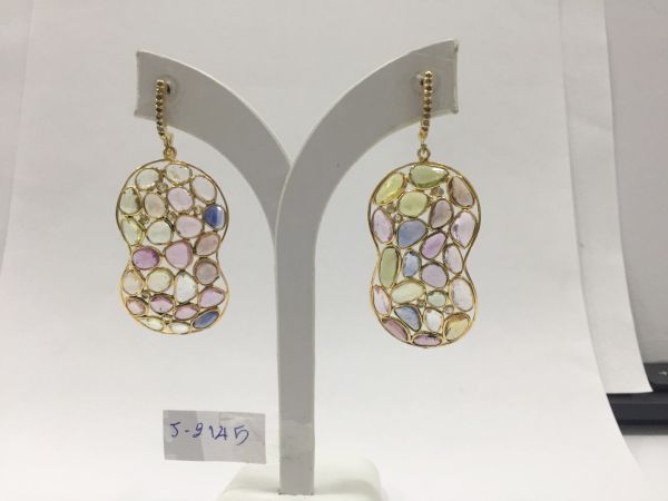  925 Sterling Silver Diamond Earring, Victorian Jewelry - J-2145