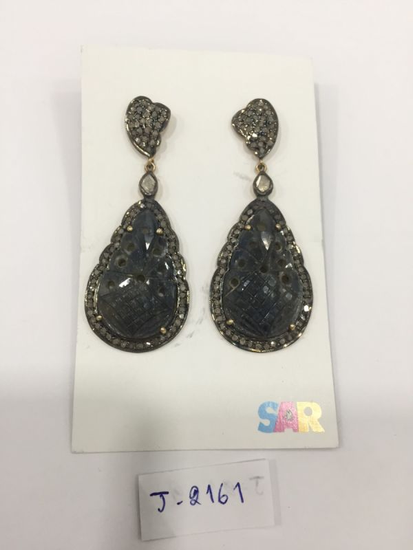  925 Sterling Silver Diamond Earring With  Natural Diamonds - J-2161