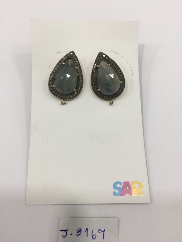  925 Sterling Silver Diamond Earring With Natural Diamonds  -  J-2167