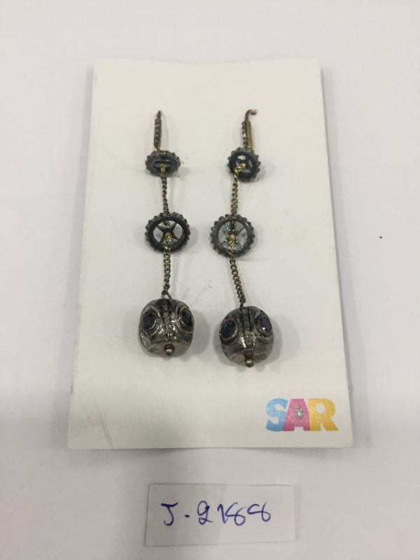  925 Sterling Silver Diamond Earring - Natural Kyanite Stone   - J-2188