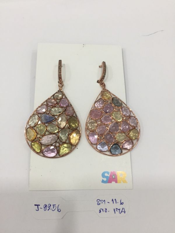  925 Sterling Silver Diamond Earring    - J-2256