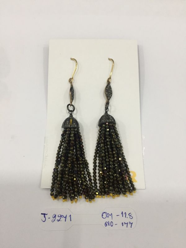  925 Sterling Silver Diamond Earring   - J-2271