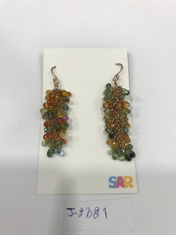  925 Sterling Silver Diamond Earring  Studded With Sapphire Stone   - J-2321