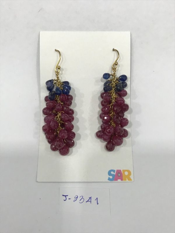  925 Sterling Silver Diamond Earring Studded With Rose Cut Diamond, And  Ruby, Sapphire  - J-2341