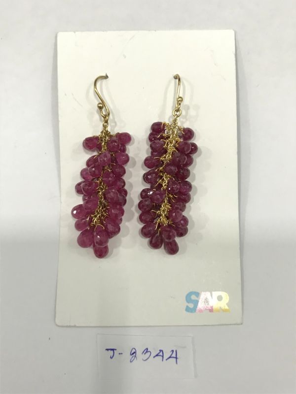  925 Sterling Silver Diamond Earring in Gold Plating   - J-2344