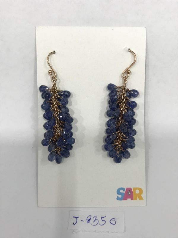  925 Sterling Silver Diamond Earring Studded With Rose Cut Diamond, And  Sapphire Stone   - J-2350