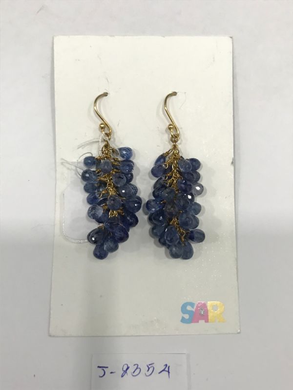  925 Sterling Silver Diamond Earring With Rose Cut Diamond, And  Sapphire Stone   - J-2354