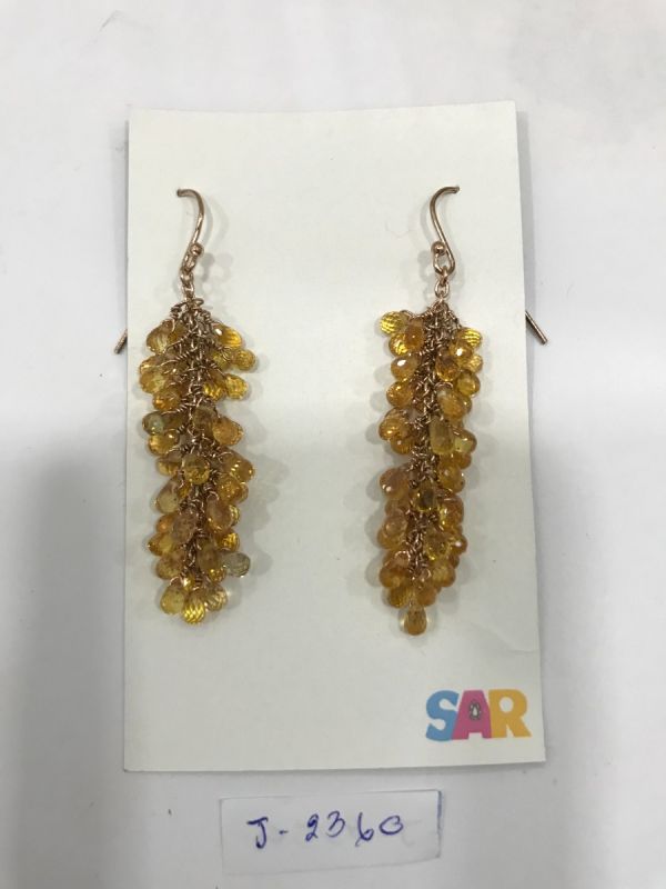  925 Sterling Silver Diamond Earring With  Gold Plated - J-2360