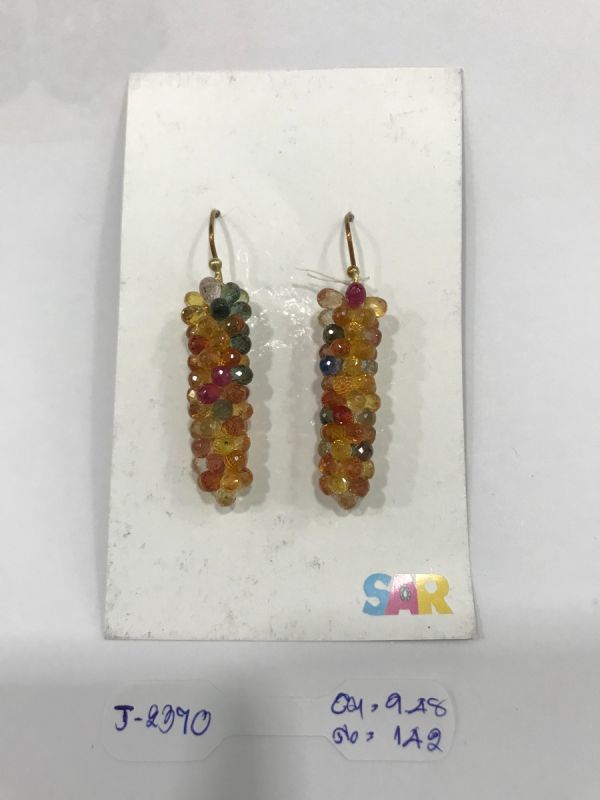  925 Sterling Silver Diamond Earring With Rose Cut Diamond, And  Sapphire Stone   - J-2370