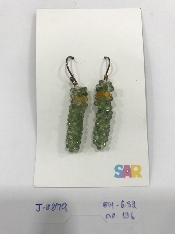  925 Sterling Silver Diamond Earring Studded With  Sapphire Stone - J-2379