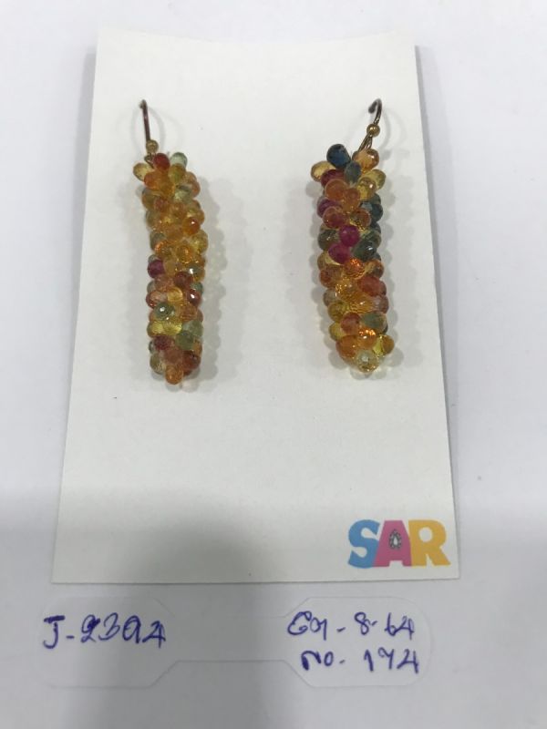  925 Sterling Silver Diamond Earring With Rose Cut Diamond, And Sapphire Stone    - J-2394