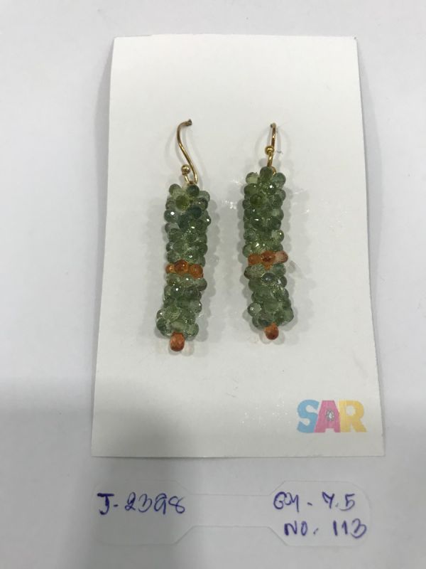 Victorian Jewelry, Silver Diamond Earring With Rose Cut Diamond, And Sapphire Stone Studded In 925 Sterling Silver, Gold Plating. J-2398