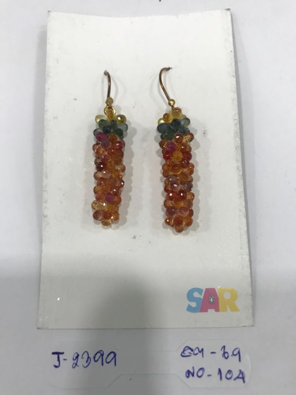 Victorian Jewelry, Silver Diamond Earring With Rose Cut Diamond, And Sapphire Stone Studded In 925 Sterling Silver, Rose Gold Plating. J-2399