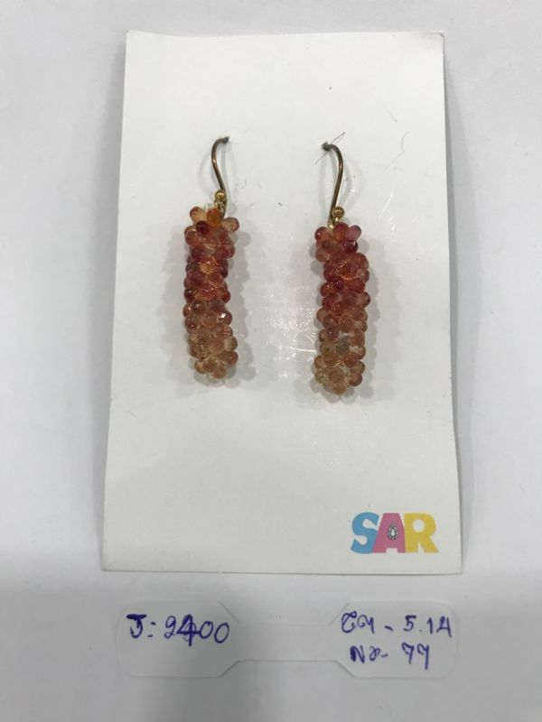 Victorian Jewelry, Silver Diamond Earring With Rose Cut Diamond, And Sapphire Stone Studded In 925 Sterling Silver, Rose Gold Plating. J-2400